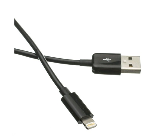 Kábel C-TECH USB 2.0 Nabíjací a synchronizačný kábel Lightning (IP5 a vyšší), 1 m, čierny