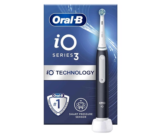 Oral-B iO Series 3 Matt Black elektrický zubní kartáček, magnetický, 3 režimy, tlakový senzor