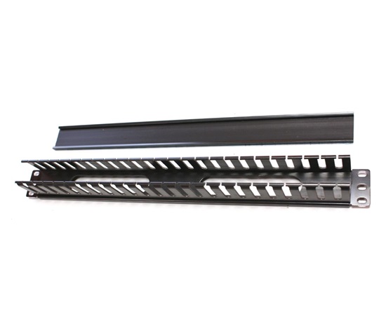 19" 1U panel s plastovým krytom, profil 40x50 mm, čierny