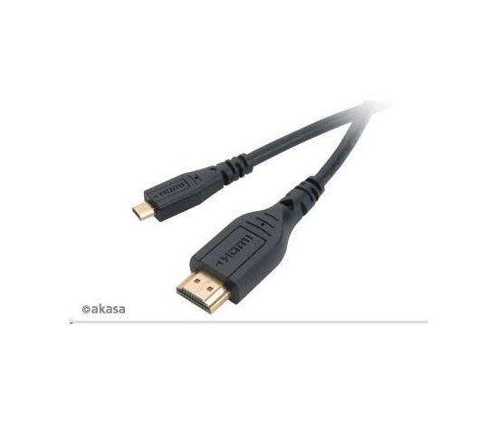 Kábel AKASA HDMI Micro na HDMI, podpora Ethernetu, rozlíšenie 2K a 4K, pozlátené konektory, 1,5 m