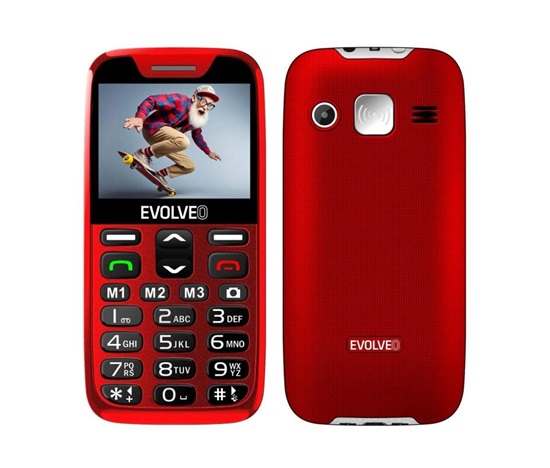 EVOLVEO EasyPhone XD, mobilný telefón pre seniorov s nabíjacím stojanom (červený)