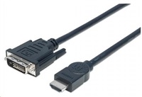 MANHATTAN kabel HDMI Male to DVI-D 241 Male, Dual Link, Black, 3m