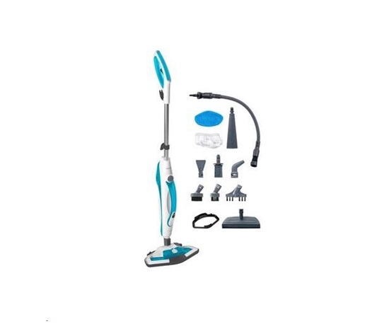 Concept CP2000 parní mop 2v1, 1500 W, rozptylovač, akční rádius 6 m, 400 ml nádoba, bílá / tyrkysová