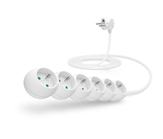 Predlžovací kábel CONNECT IT 230 V, 6 zásuviek, 3 m, bez vypínača (biely)