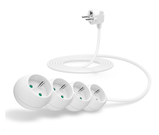 Predlžovací kábel CONNECT IT 230 V, 4 zásuvky, 3 m, bez vypínača (biely)