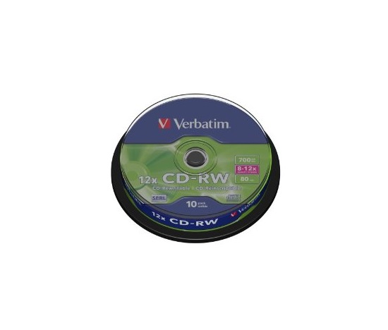 VERBATIM CD-RW(10-Pack)Spindle/8x-12x/High Speed/DLP/700MB