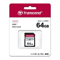 Karta TRANSCEND SDXC 64GB 300S, UHS-I U3 V10 (R:100/W:25 MB/s)