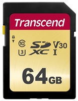 Karta TRANSCEND SDXC 64GB 500S, UHS-I U3 V30 (R:95/W:50 MB/s)
