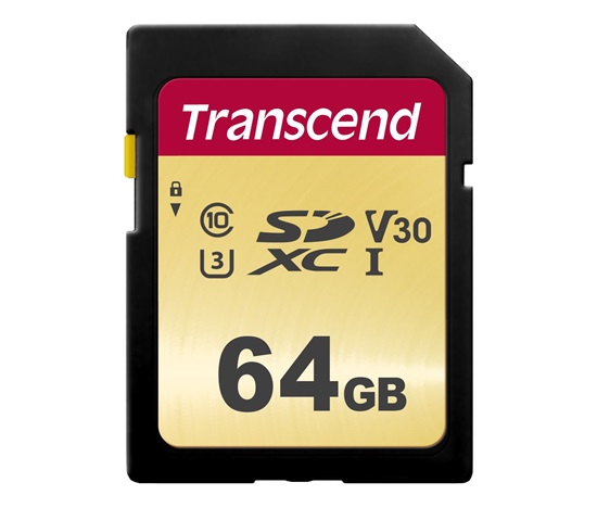 Karta TRANSCEND SDXC 64GB 500S, UHS-I U3 V30 (R:95/W:50 MB/s)