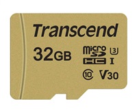 Karta TRANSCEND MicroSDHC 32GB 500S, UHS-I U3 V30 + adaptér