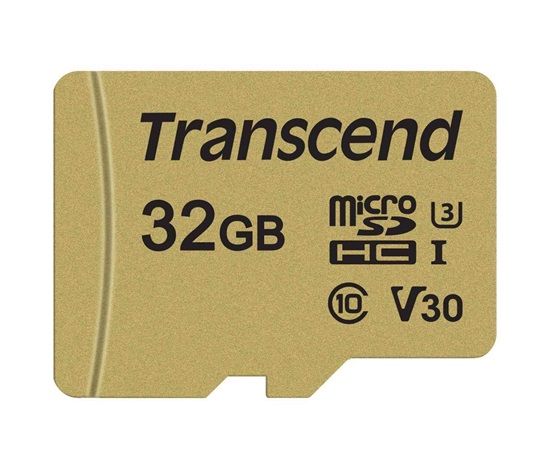 Karta TRANSCEND MicroSDHC 32GB 500S, UHS-I U3 V30 + adaptér