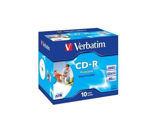 VERBATIM CD-R(10-Pack)Jewel/Printable/DLP/52x/700MB