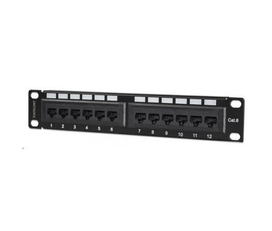 Patch panel Intellinet, 10", Cat6, 12 portov, UTP, 1U, čierny