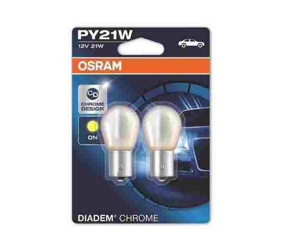 OSRAM autožárovka PY21W Diadem Chrome 12V 21W BAU15S oranžová (Blistr 2ks)