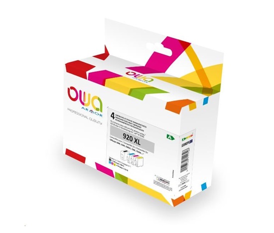 OWA Armor kazeta pre HP PACK 4 REMAN. 920XL BCMY, 48ml/3x12ml/1735p/3x960p, CD975AE/CD972AE/CD973AE/CD974AE,čierna+CMY