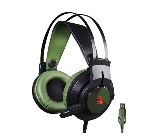 A4tech Bloody J437 herní sluchátka, 7.1., USB, zelená barva