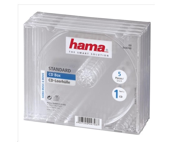 Náhradné puzdro na CD Hama, priehľadné, 5 ks