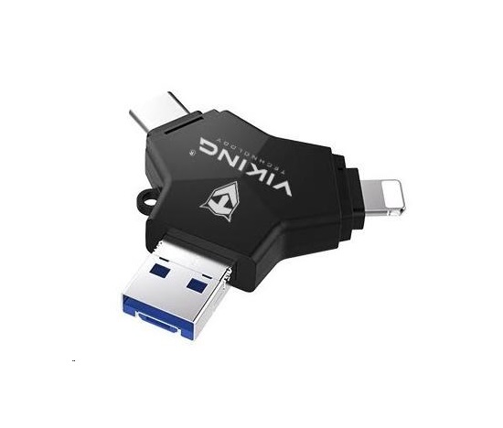 USB Flash disk Viking 3.0 4v1 s konektorom Lightning/Micro USB/USB/USB-C, 32 GB, čierna