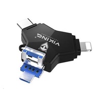 USB Flash disk Viking 3.0 4v1 s konektorom Lightning/Micro USB/USB/USB-C, 32 GB, čierna