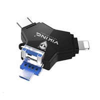 USB Flash disk Viking 3.0 4v1 s konektorom Lightning/Micro USB/USB/USB-C, 128 GB, čierna