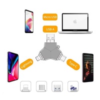 USB Flash disk Viking 3.0 4v1 s konektorom Lightning/Micro USB/USB/USB-C, 128 GB, čierna