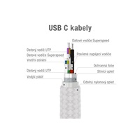 AVACOM TPC-100S Kábel USB na USB Type-C, 100 cm, strieborný