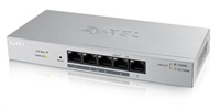 Zyxel GS1200-5HPv2 5-portový stolový gigabitový webový inteligentný PoE switch, 4x PoE+ GbE, PoE 60W, bez ventilátora