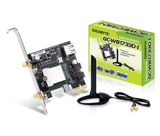 GIGABYTE GC-WB1733D-I, WiFi 802.11ac, Bluetooth 5, PCIe, Dual Band, 1734 Mb/s