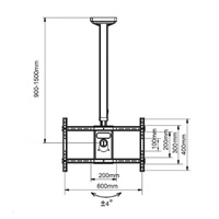 Stropní držák Tv Fiber Mounts SDT3260 černý