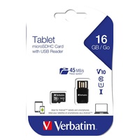 VERBATIM Tablet microSDHC C10/U1 s USB čítačkou 16GB (R:45MB/s, W:10MB/s)