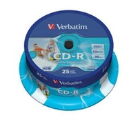 VERBATIM CD-R(25-balenie)Vreteno/tlačiteľné/52x/700MB/DLP