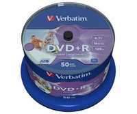 VERBATIM DVD+R(50-Pack)Vreteno/Printable/16x/4.7 GB/DLP
