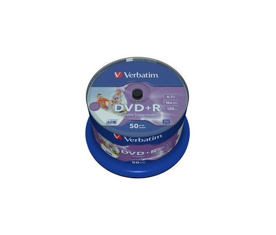 VERBATIM DVD+R(50-Pack)Vreteno/Printable/16x/4.7 GB/DLP