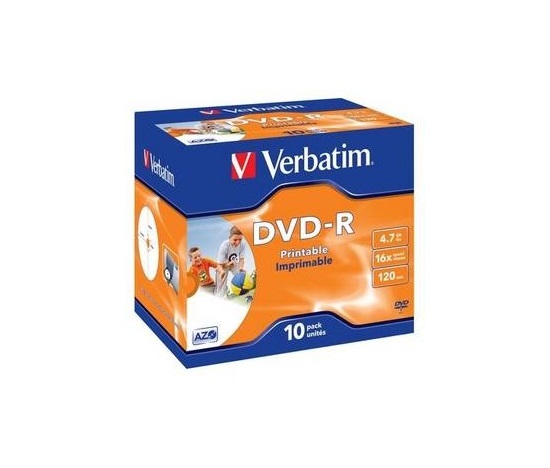 VERBATIM DVD-R (balenie 10 ks)Tlačiteľné/16x/4.7 GB/šperk
