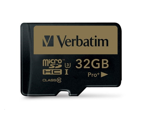 Karta VERBATIM MicroSDHC 32GB PRO+ Class 10, UHS 1 (R:90/W:80 MB/s)