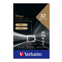 Karta VERBATIM MicroSDHC 32GB PRO+ Class 10, UHS 1 (R:90/W:80 MB/s)