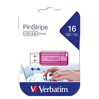 VERBATIM Flash disk 16 GB Hi-Speed Store ‘n‘ Go, Pinstripe, USB 2.0, Horúco ružová