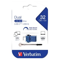 VERBATIM Flash disk 32 GB Store 'n' Go Dual Drive USB 3.0/USB Type-C, modrá