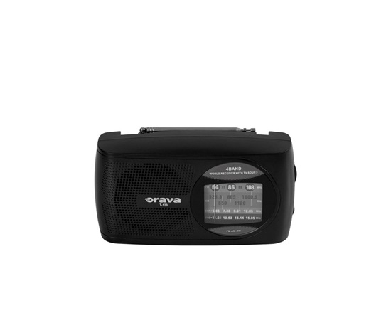 Orava T-120 B přenosný rádio přijímač, 1 W, výstup na sluchátka, AM & FM rádio, anténa, černá