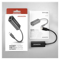 AXAGON ADE-SRC, USB-C 3.2 Gen 1 - Gigabit Ethernet sieťová karta, auto inštal, čierna