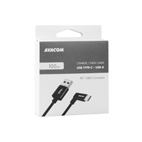 Dátový a nabíjací kábel USB - USB Type-C, 100 cm, 90° konektor, čierny