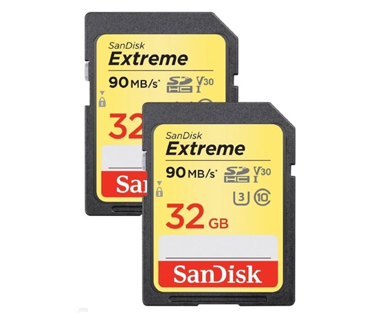 Karta SanDisk SDHC 32GB Extreme (90MB/s V30 UHS-I U3) 2-pack