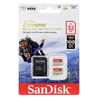 Karta SanDisk MicroSDHC 32 GB Extreme (100 MB/s, A1 C10 V30 UHS-I U3, pre akčné kamery) + adaptér, dvojbalenie