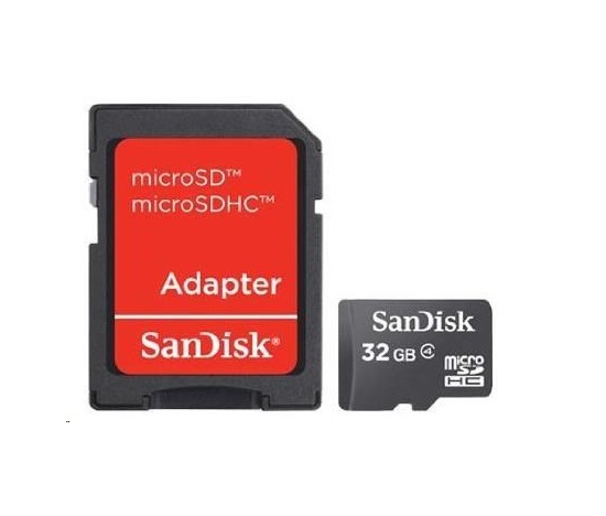 Karta SanDisk MicroSDHC 32 GB (Class 4) + adaptér