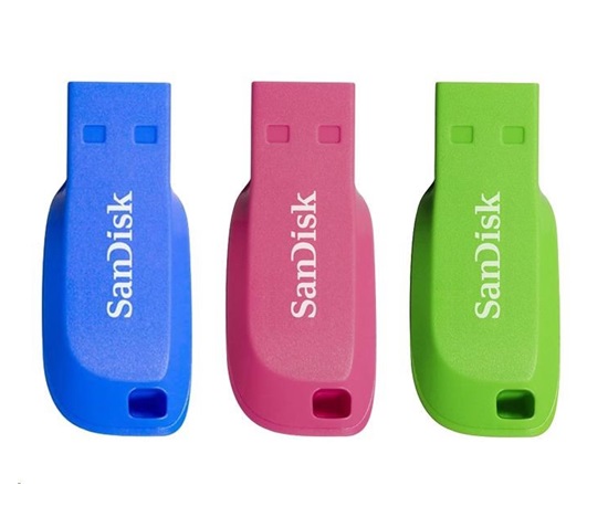 SanDisk Flash disk 16GB Cruzer Blade (3-pack, 3x 16GB) USB 2.0, modrá, zelená, ružová