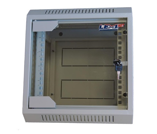 LEXI 10" nástenný 6U rack, šírka 310 mm, hĺbka 260 mm, sklenené dvere, zváraná konštrukcia, sivá farba