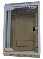 LEXI 10" nástenný 9U rack, šírka 310 mm, hĺbka 260 mm, sklenené dvere, zváraná konštrukcia, sivá farba