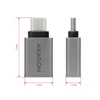 AXAGON RUCM-AFA, redukcia USB-C (M) -> USB-A (F), USB 3.2 Gen 2, 3A, ALU