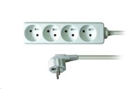 Solight predlžovací prívod, 4 zásuvky, biely, 3m