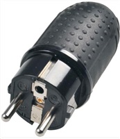 Solight zástrčka gumová do vlhka, přímá, IP44, černá